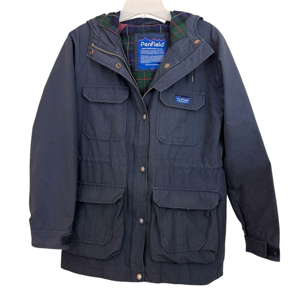 Penfield Women’s Utility Field Jacket 60/40 Navy Blue Sz S Flannel Lined Hood
